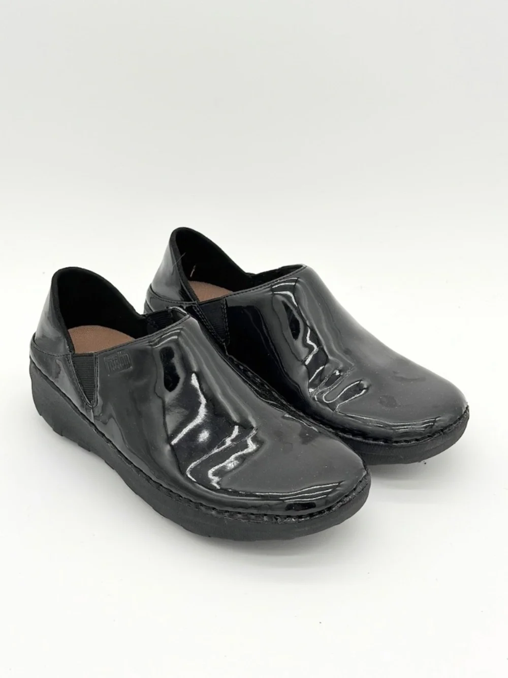 FitFlop Superloafer Black Patent Leather Comfort Clogs Shoes Loafers Womens 5